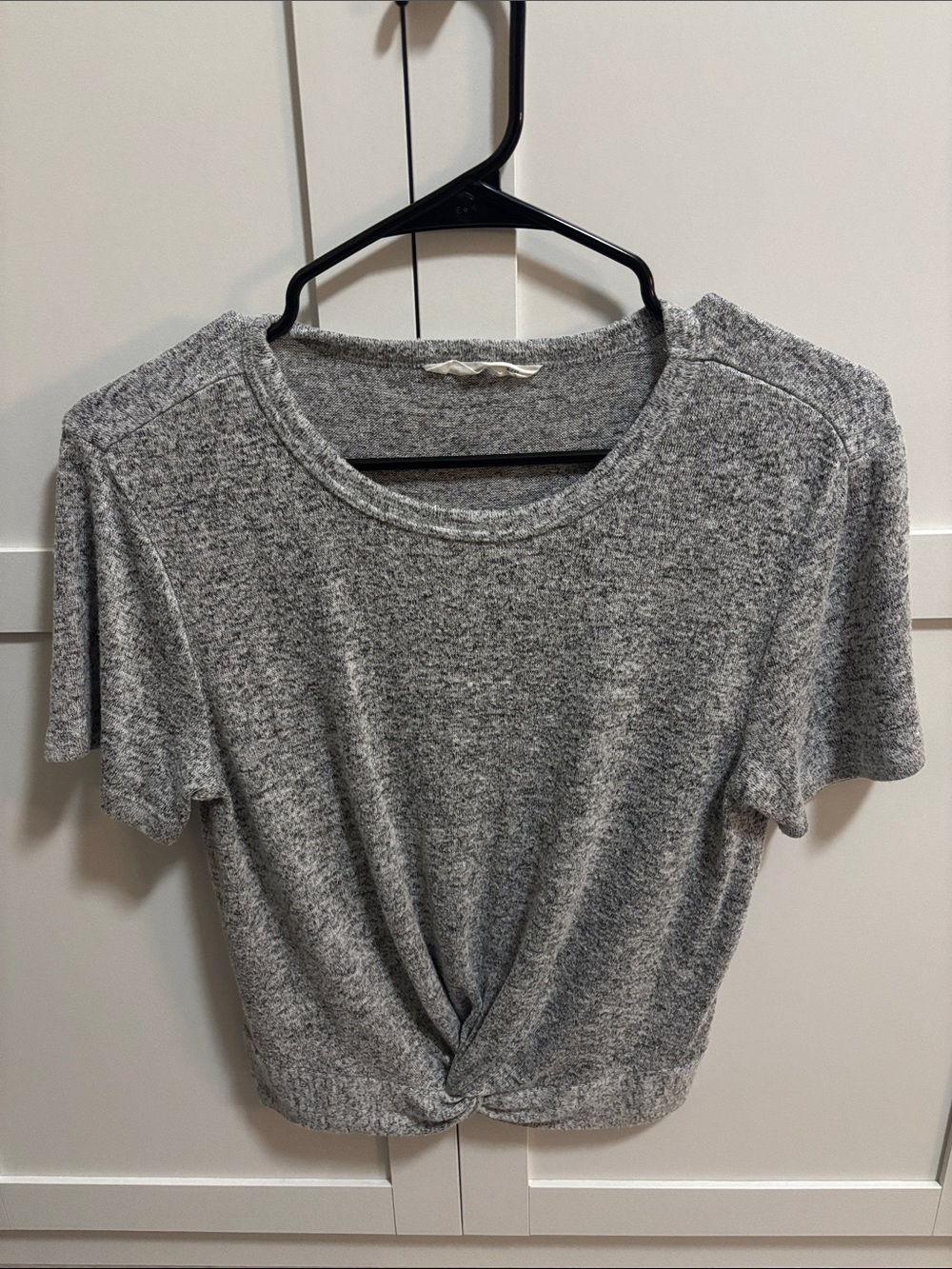 Blue notes Grey Knotted Front Short Sleeve Top - Women
